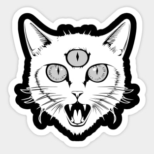 Third Eye Kitty White Sticker